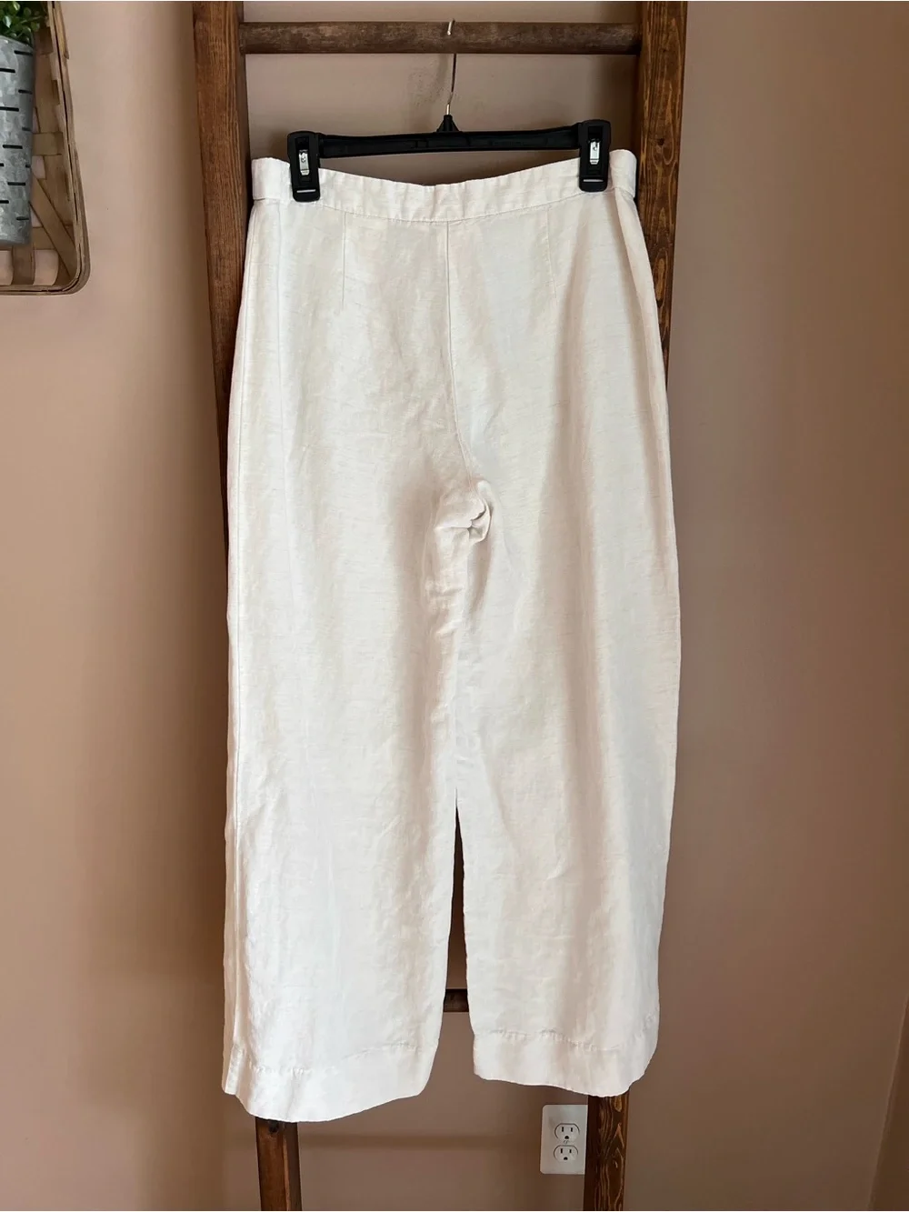 H&M Wideleg Cream Linen Blend Pants - Picture 2 of 7
